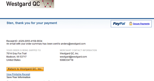 Successful Payment and Order Confirmation
